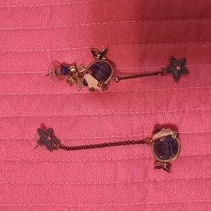 Betsey Johnson Blue Puffer Fish Mismatch Earrings